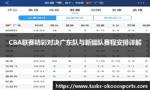 CBA联赛精彩对决广东队与新疆队赛程安排详解